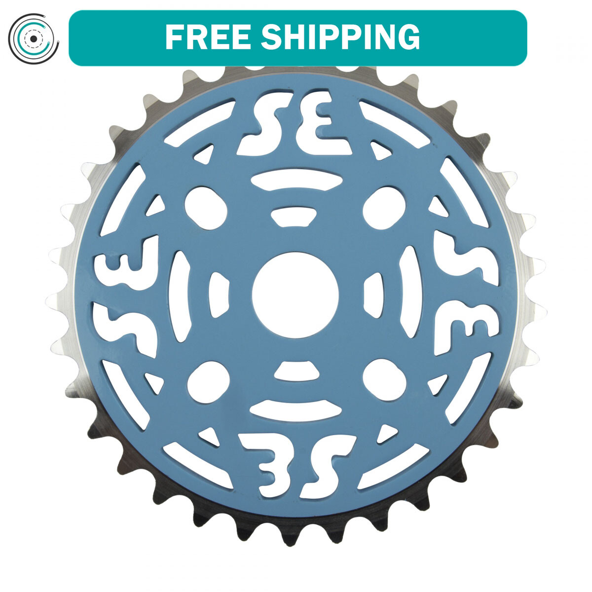 SE Bikes One Piece Chainring 33t 1pc 1/2in x 1/8in Aluminum Painted Blue