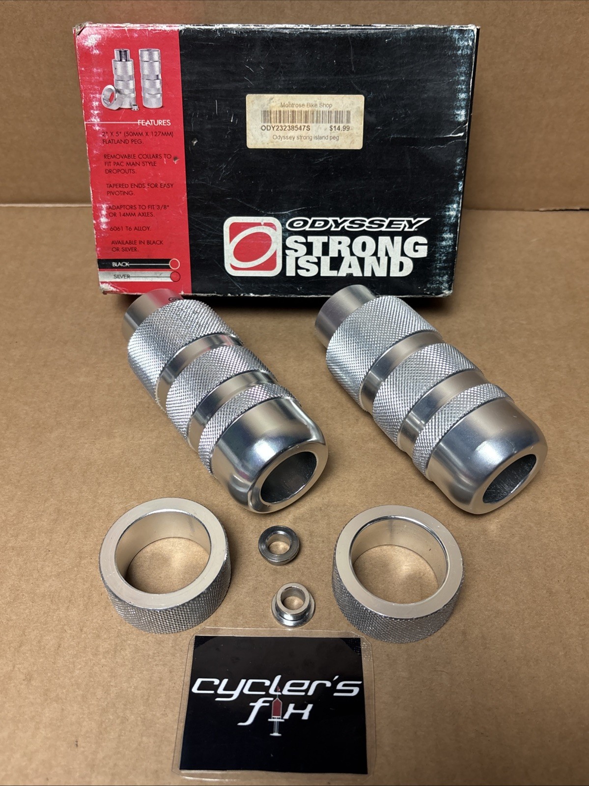 NOS Odyssey Strong Island 3/8|14mm Oversized Alloy BMX Pegs Fit: GT Pac-Man Dyno
