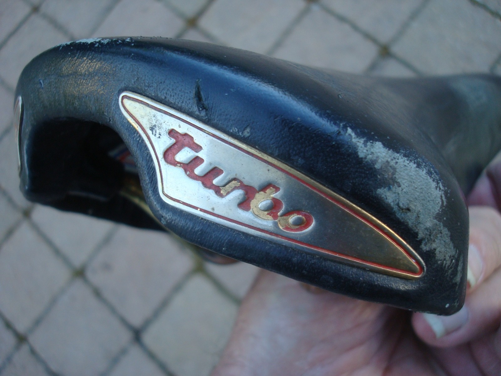 Vintage Selle Italia Turbo Special Black Leather Cycling Saddle Seat Steel Rails