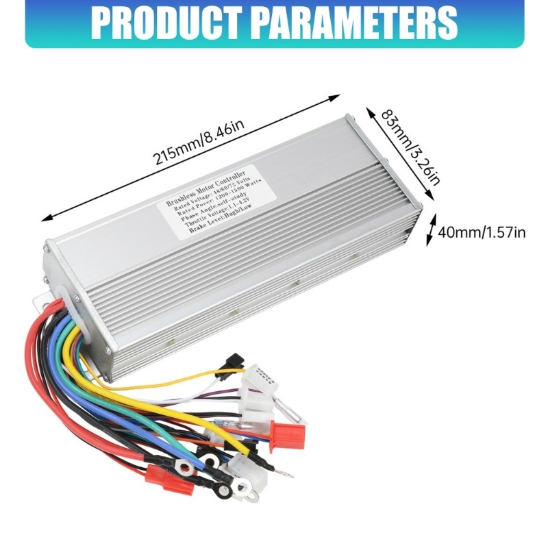 48V-72V Electric Bike Brushless Motor Controller 1200W-1500W 3 Gear Speed Design