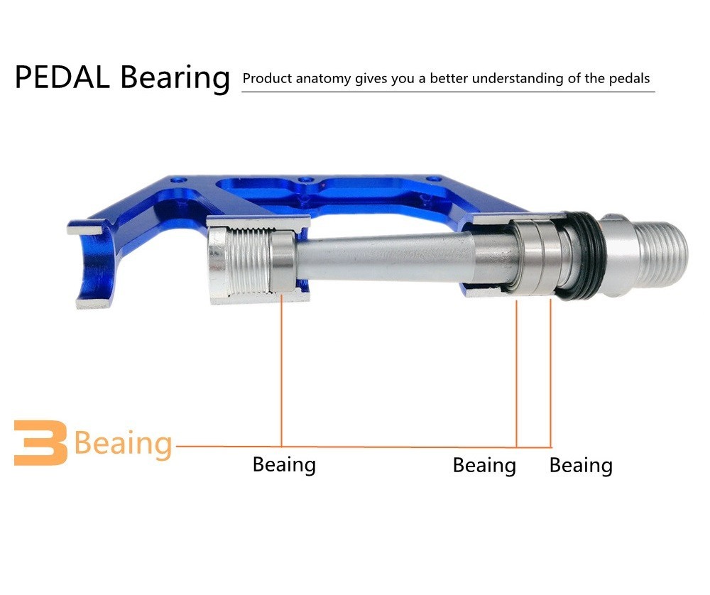 Aluminum Carbon Road MTB Mountain Bike XC Bicycle Pedal 3 Bearing Flat Pedals