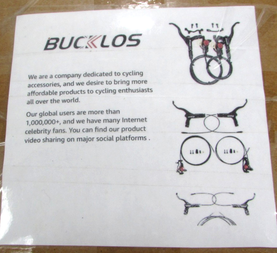 BUCKLOS HB-323 MTB Hydraulic Disc Brake set Left Front & Right Rear 800/1450mm