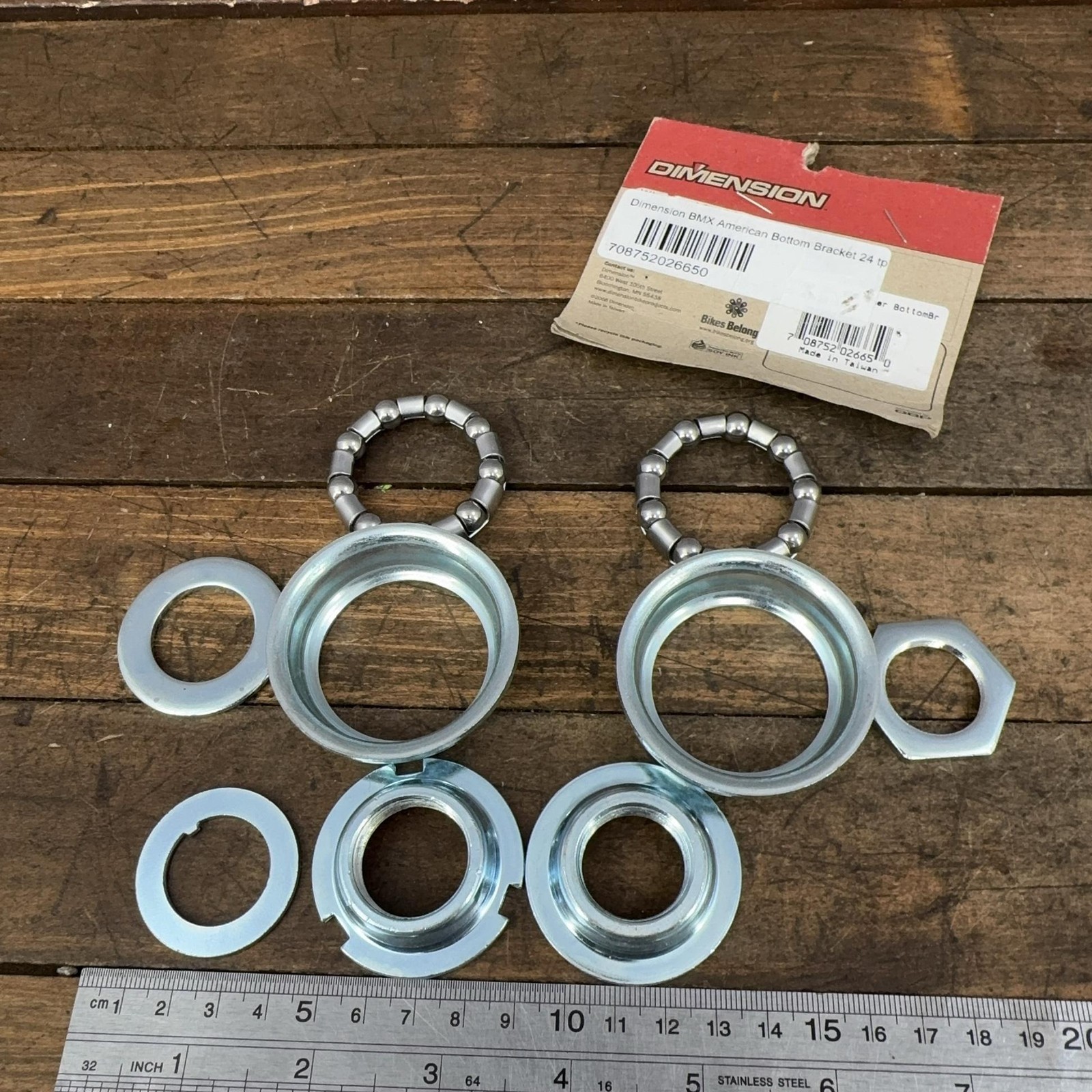 Dimension BMX American Bottom Bracket 24t Silver Steel Bearing Set BMX Bike