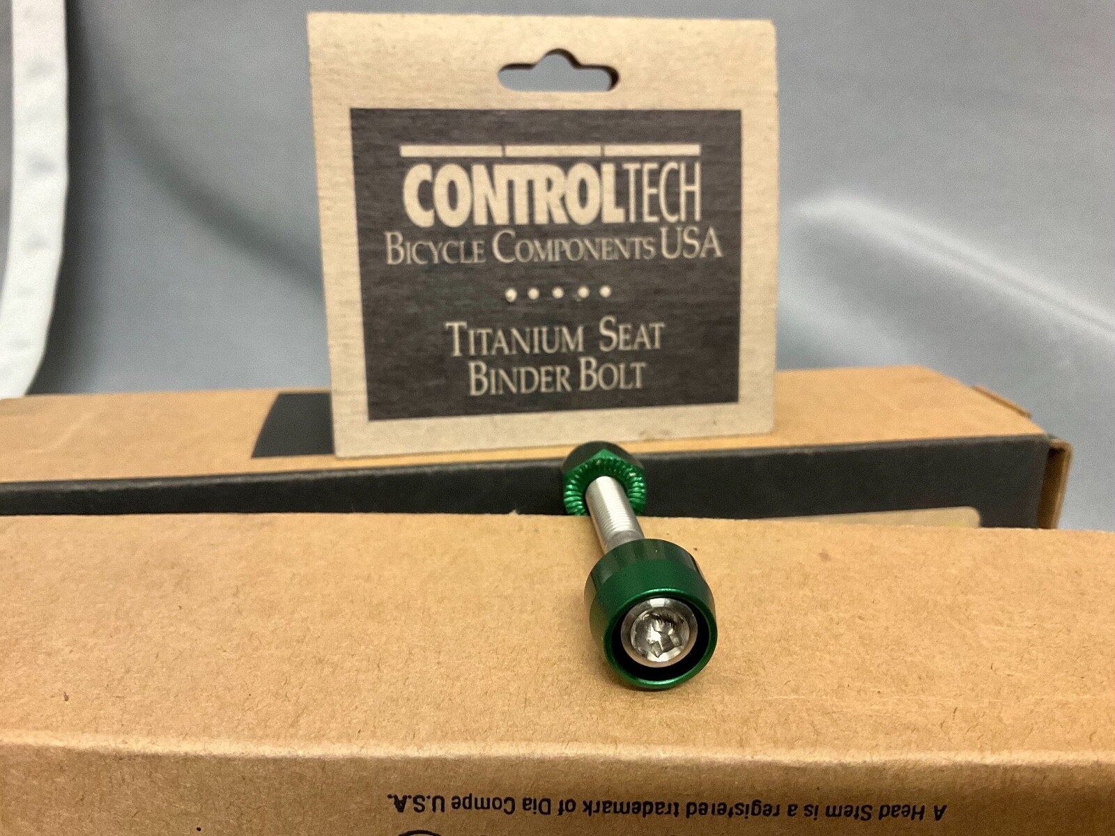 Vintage NOS Original Controltech USA TITANIUM SEAT BINDER BOLT Rare Green Color