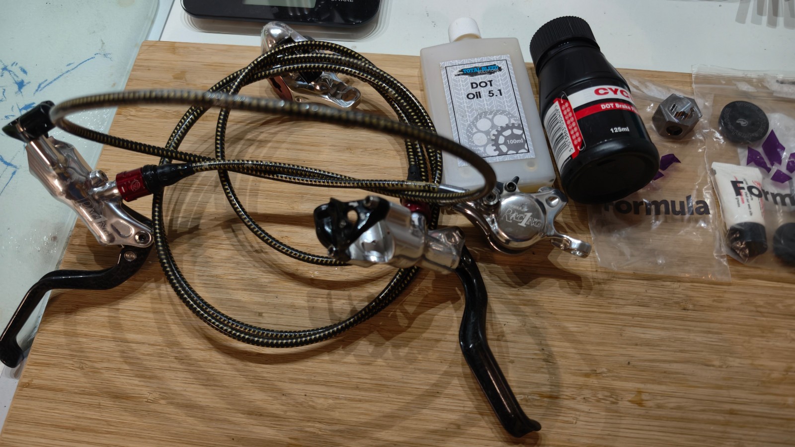 Formula R1 Racing Brake Set – Polished Silver, Carbon levers, XC MTB