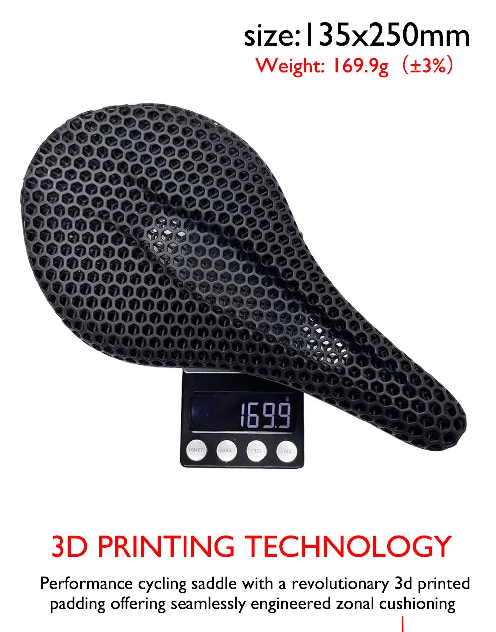3D Printed All Carbon Seat Cushion MTB/road Bike Breathable Plastic/PVC Saddle