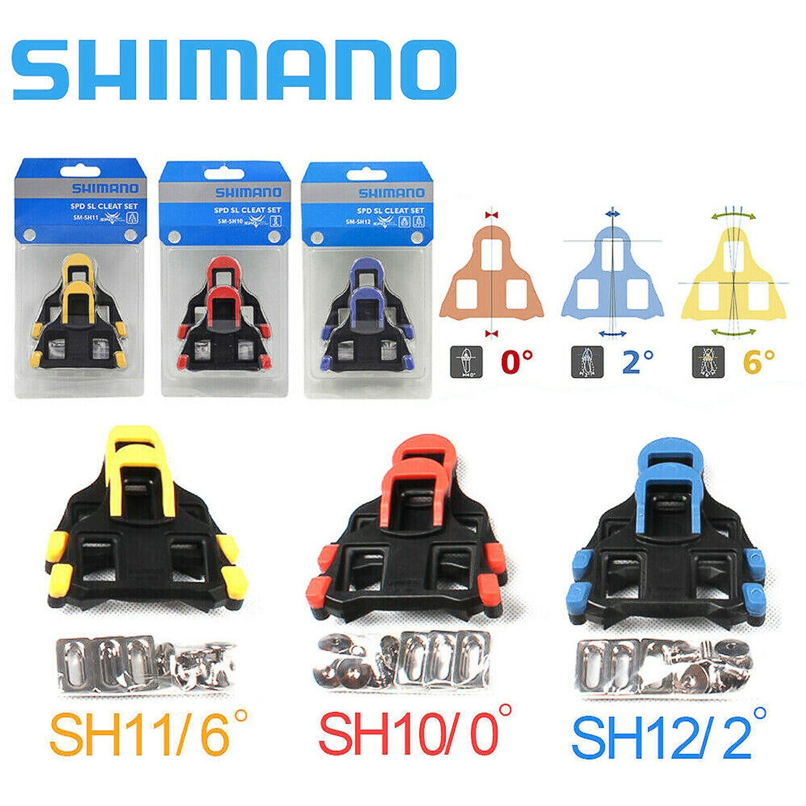 Shimano SM-SH11 SH11 SH12 Cleat set 6 Degree Float SPD-SL Road Bike Pedal Cleats