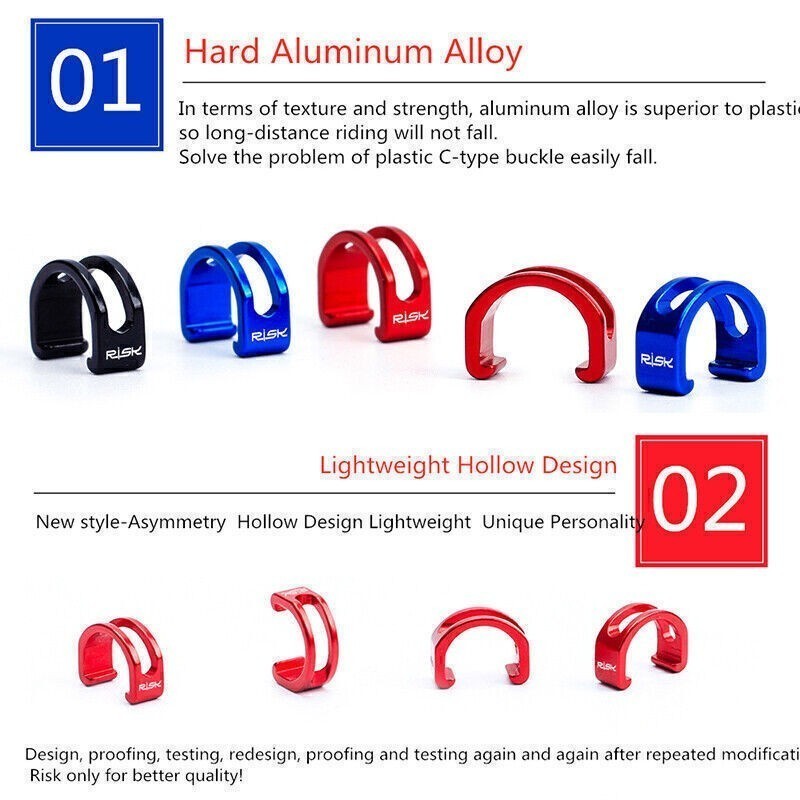 5PCS Aluminum Alloy Bicycle C-Clips Hose Buckle Brake Line Frame Organizer Tools