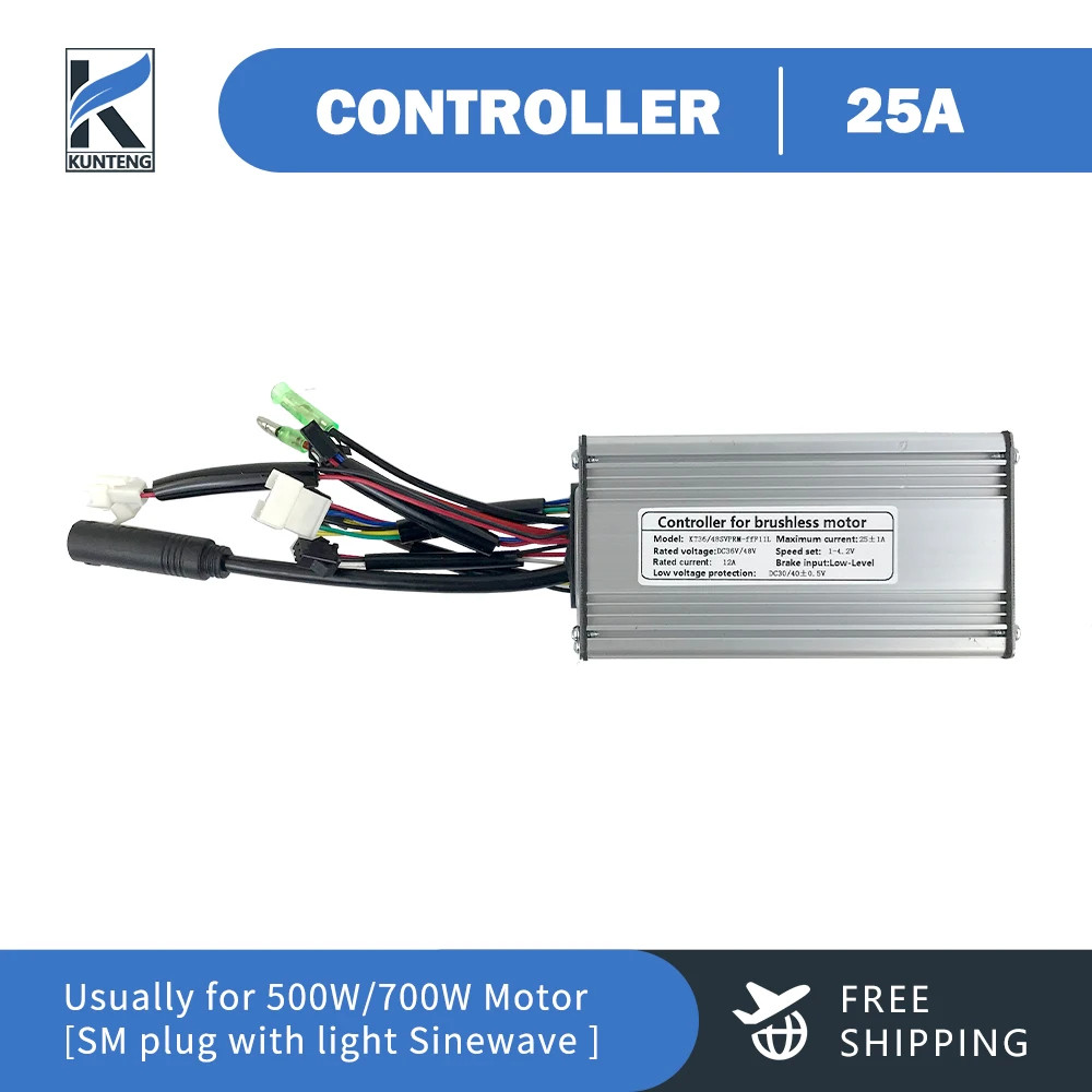 Electric Bicycle Controller 36V 48V 250W-1000W Sinewave SM/Waterproof Plug