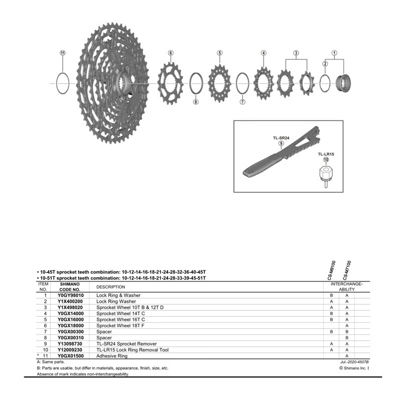Shimano 12 Speed XT DEORE M8100/7100/6100 14T/16T/18T Sprocket Wheel Lockring