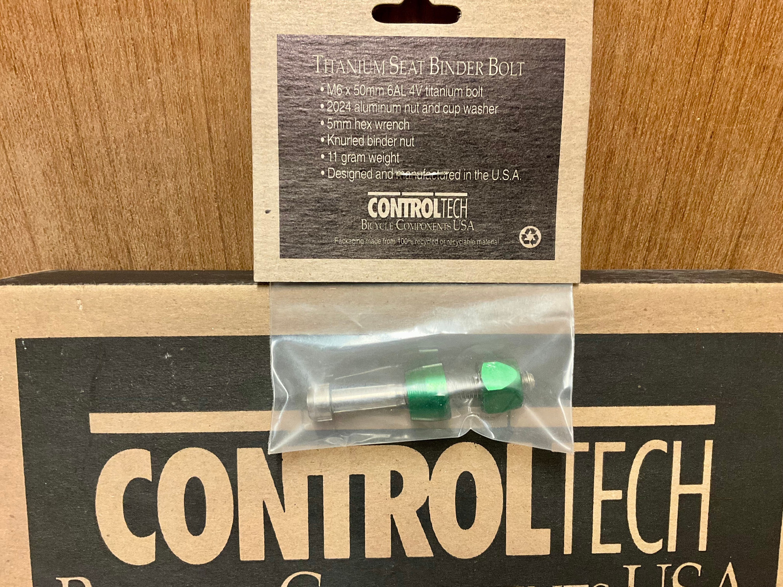 Vintage NOS Original Controltech USA TITANIUM SEAT BINDER BOLT Rare Green Color