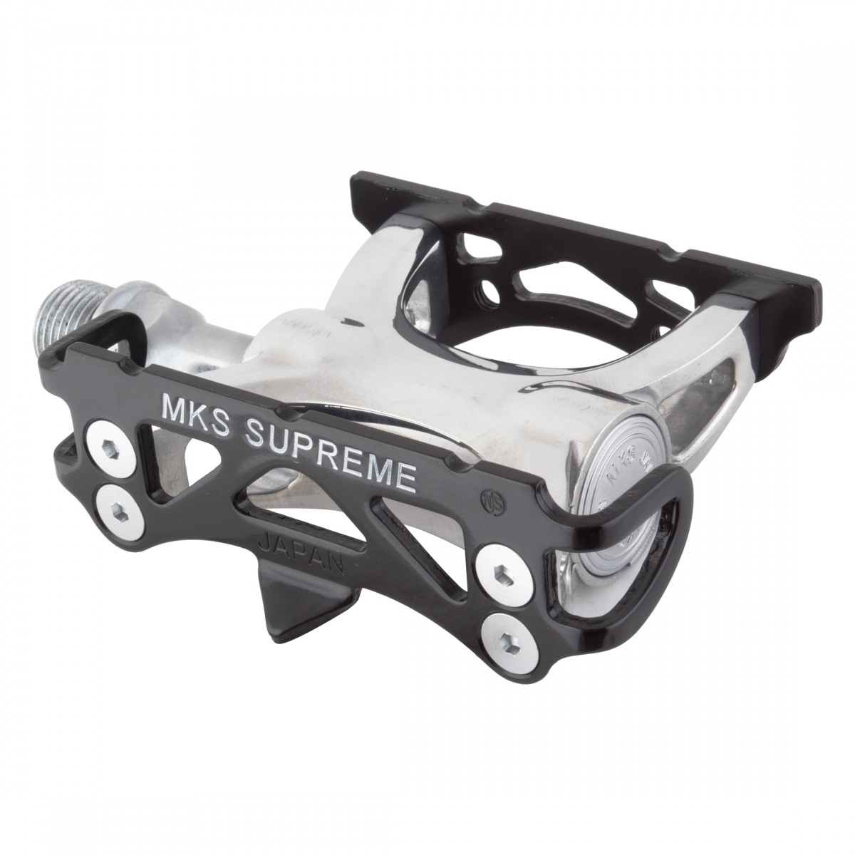 MKS Supreme NJS Track Caged Pedals 9/16″ Chromoly Spindle Aluminum Body Black