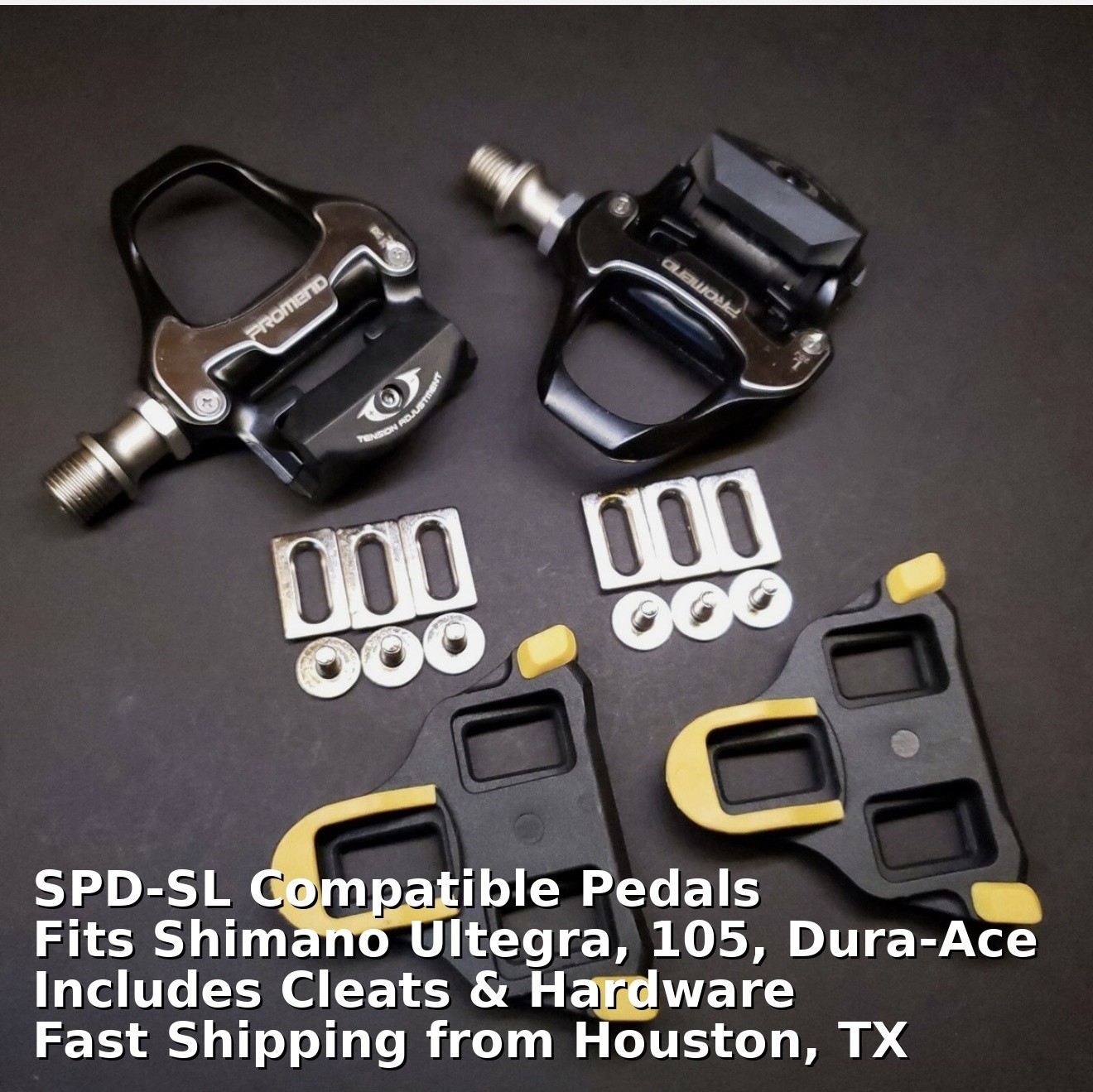 PROMEND Bicycle Road Bike Triathlon Pedal Shimano SPD-SL Compatible Bonus Cleats