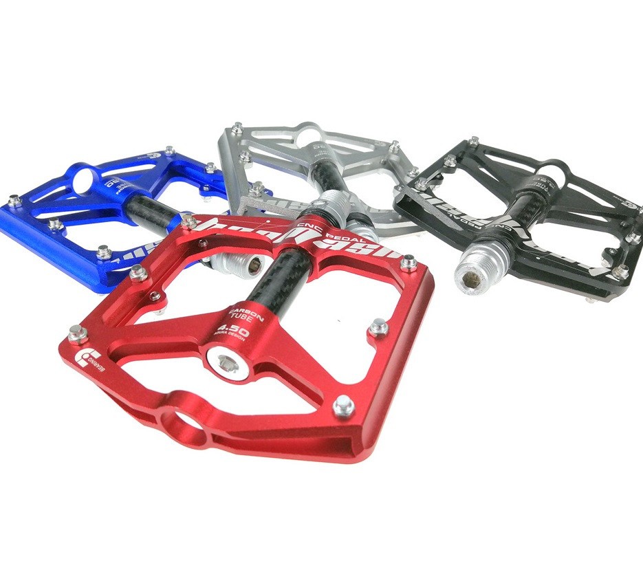 Aluminum Carbon Road MTB Mountain Bike XC Bicycle Pedal Bearing Flat Pedals Red