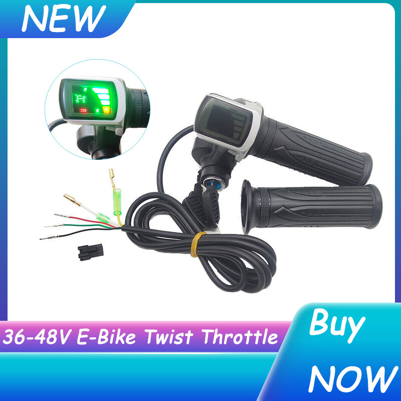 36-48V eBike Twist Throttle Electric Scooter Bicycle Grip Handlebar LED Display_