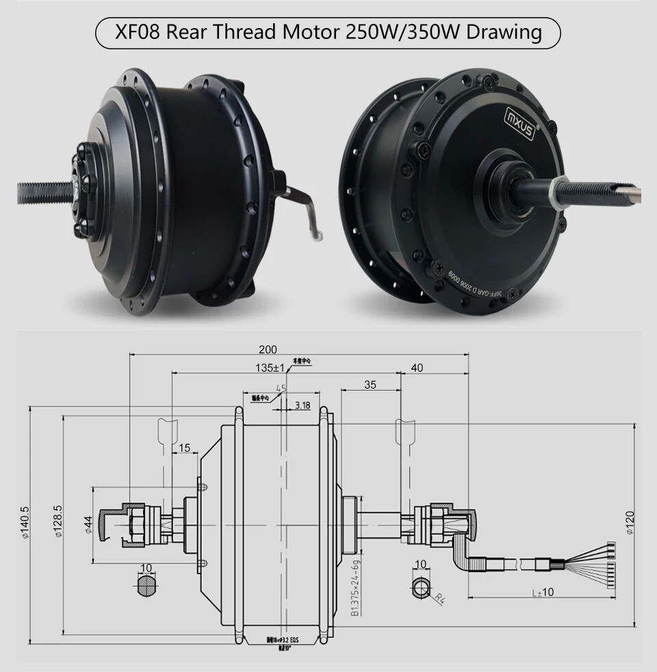 36V 48V 250W 350W 500W Electric Bike Motor Front Rear Rotate/Cassette Wheel Hub