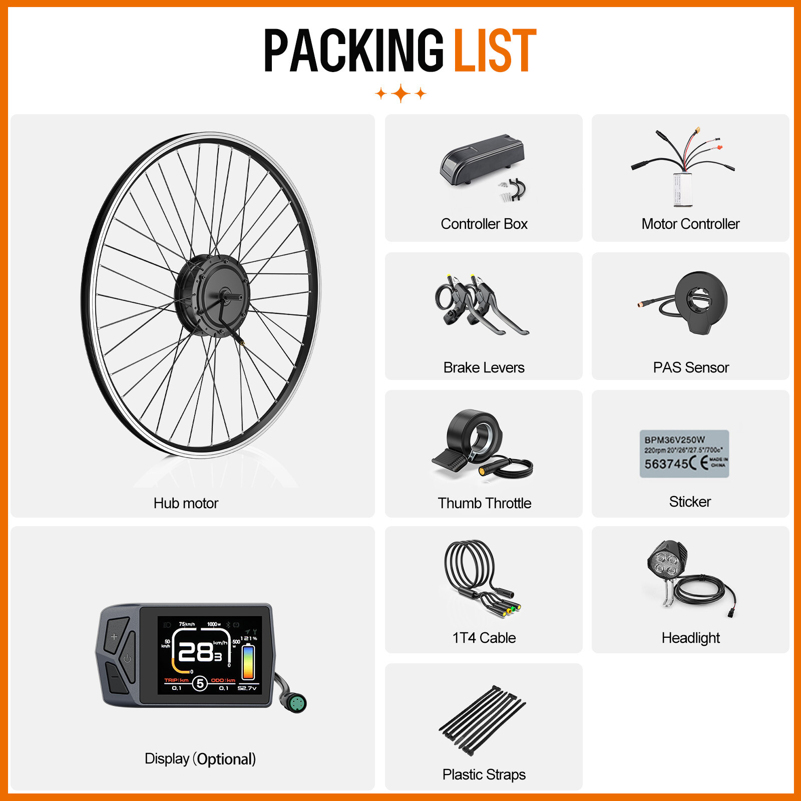 For 20“/26″/700C Wheel 48V 500W Front Hub Motor Electric Bike Conversion Kit