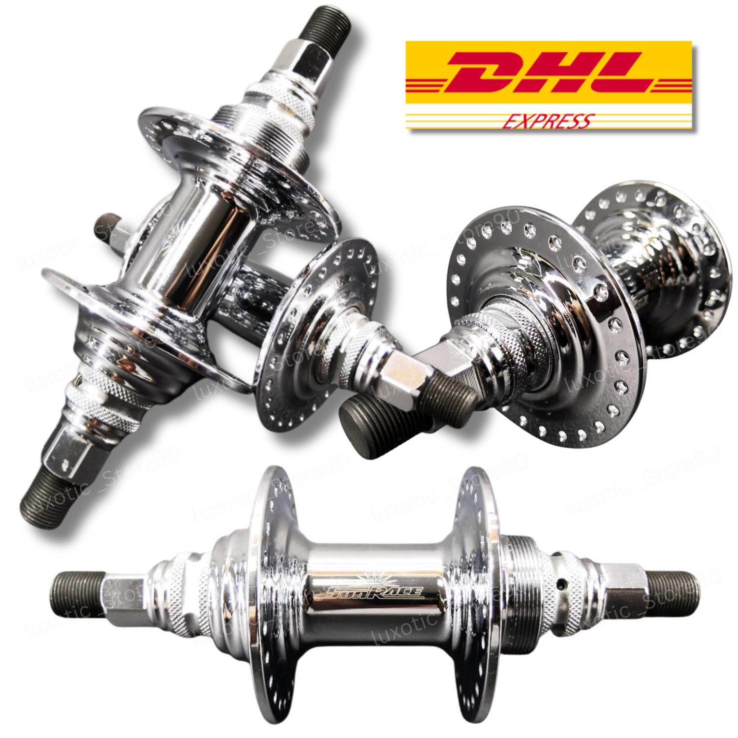 BMX NOS Chrome Hub 48 Holes Sunrace Old School CP 14mm Cr-Mo Axle -DHL EXPRESS