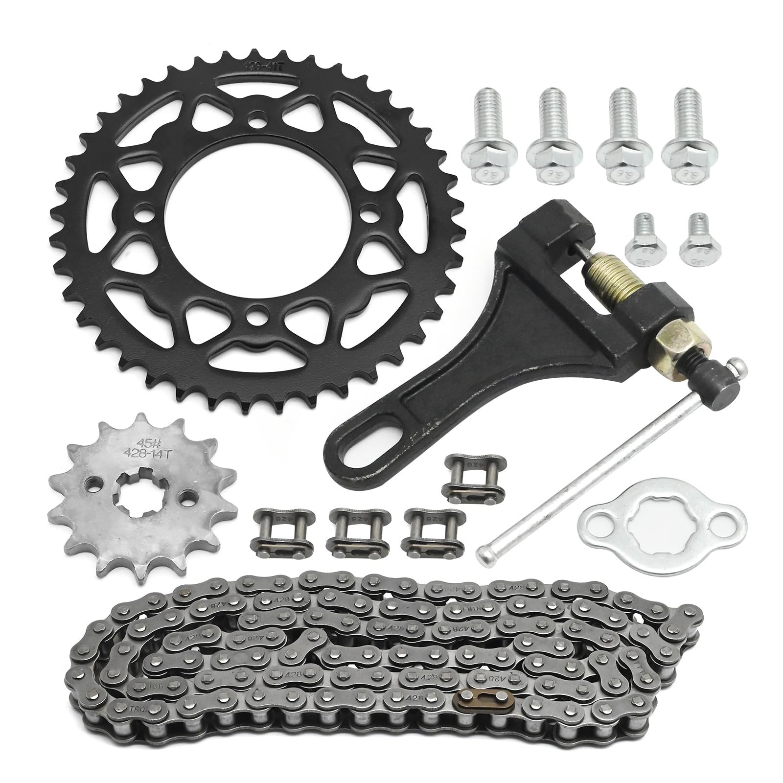 428 Chain ATV Motorcycle Rear Sprocket (41 Tooth), Front Sprocket (14 Tooth, …