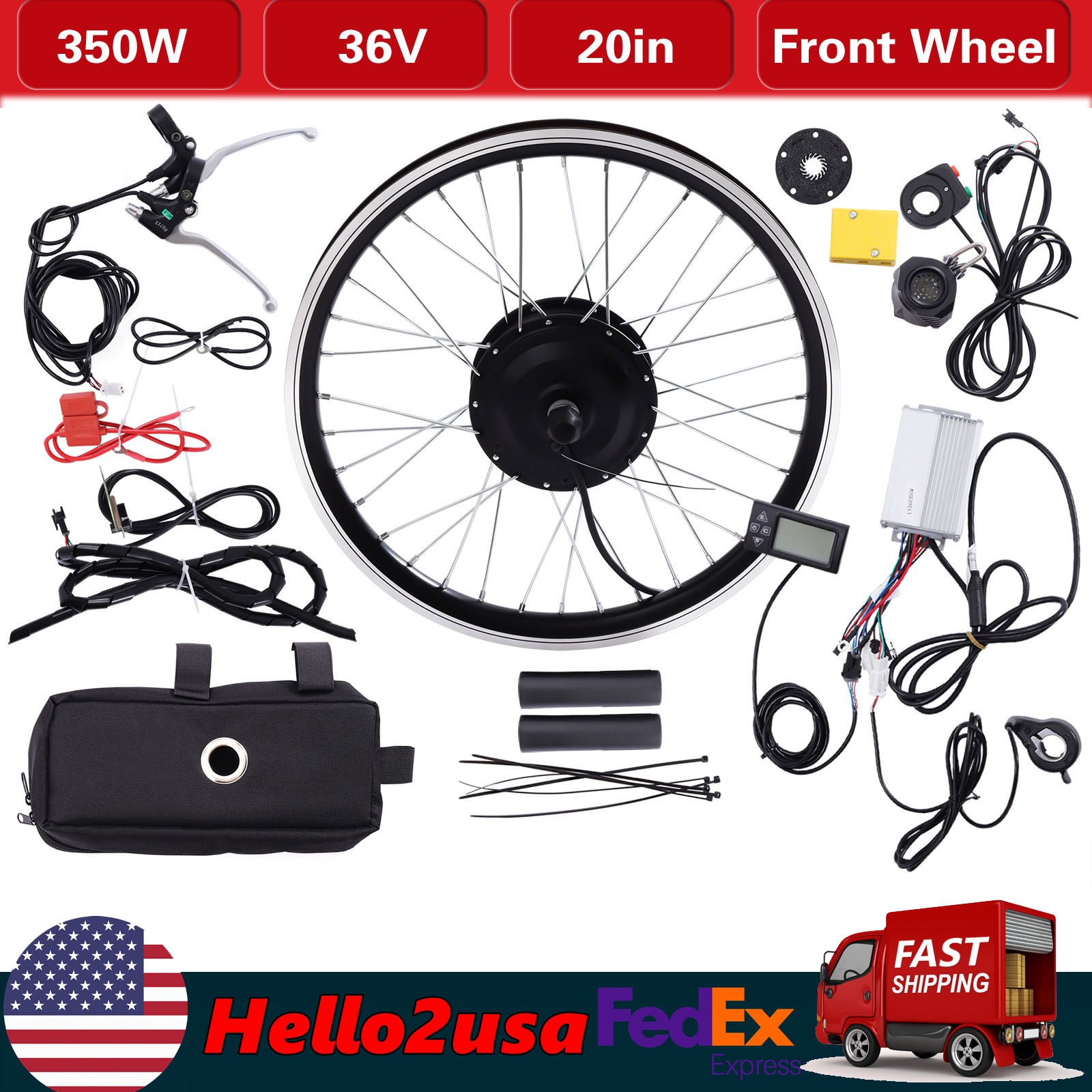 36V 20 Front Wheel Electric Bicycle Hub Motor Conversion Kit 350W E Bike