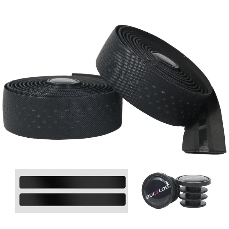 Road Bike Handlebar Tape PU EVA Shockproof Bicycle Bar Wrap with Plugs 2PCS Set