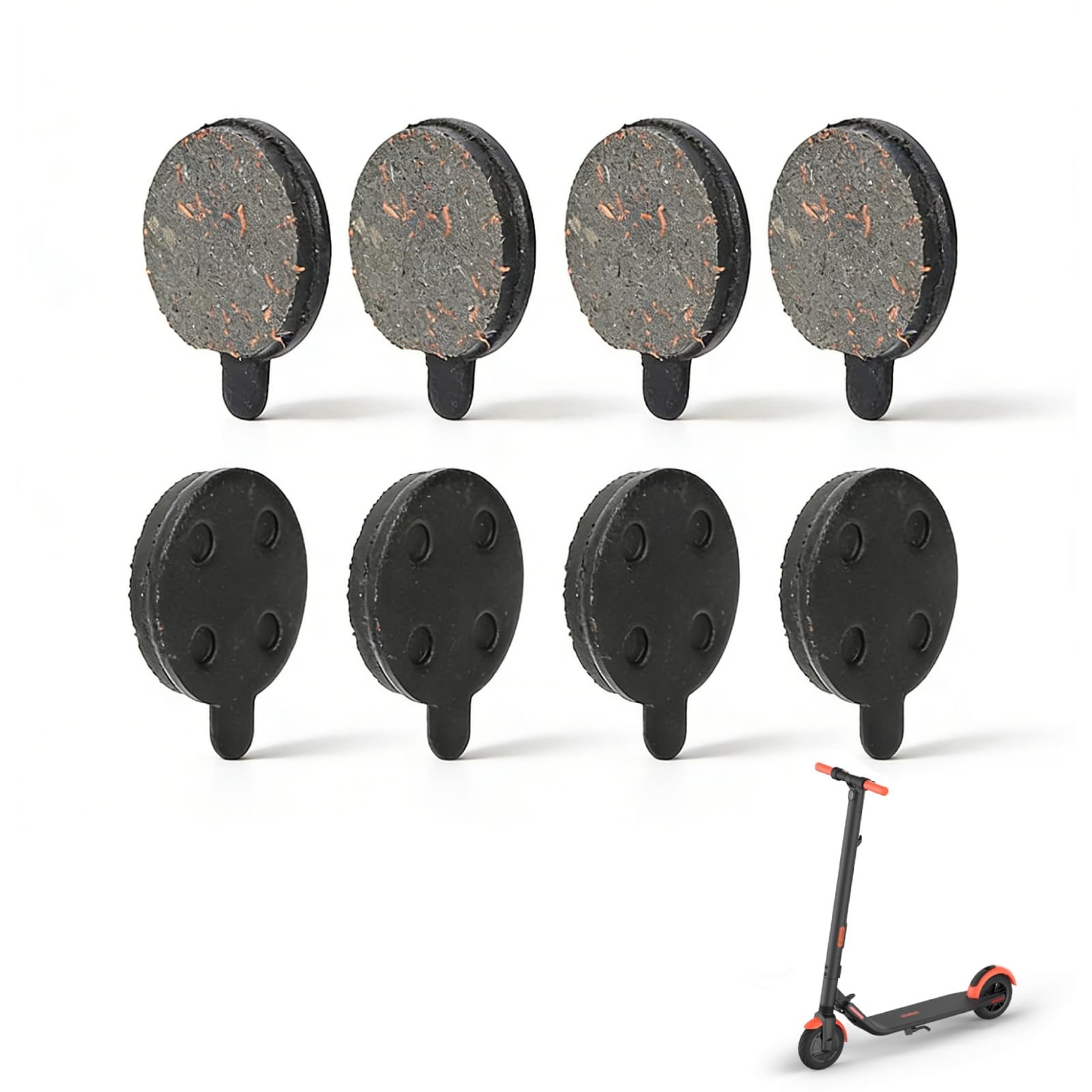 Scooter Brake Pads, Semi-Metal 4 Pairs Black