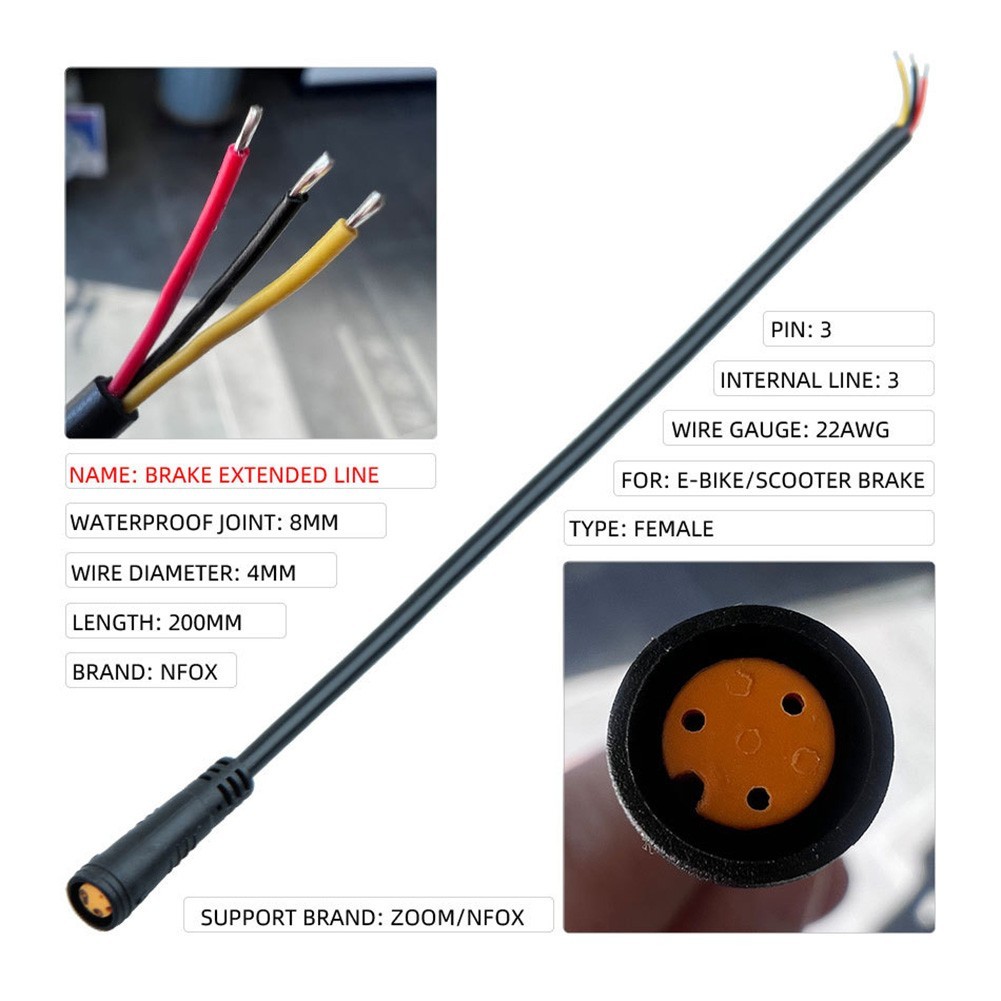 Extension Cord 22cm Black 2/3/4/5/6 Pin Cable Waterproof Connector Signal Line