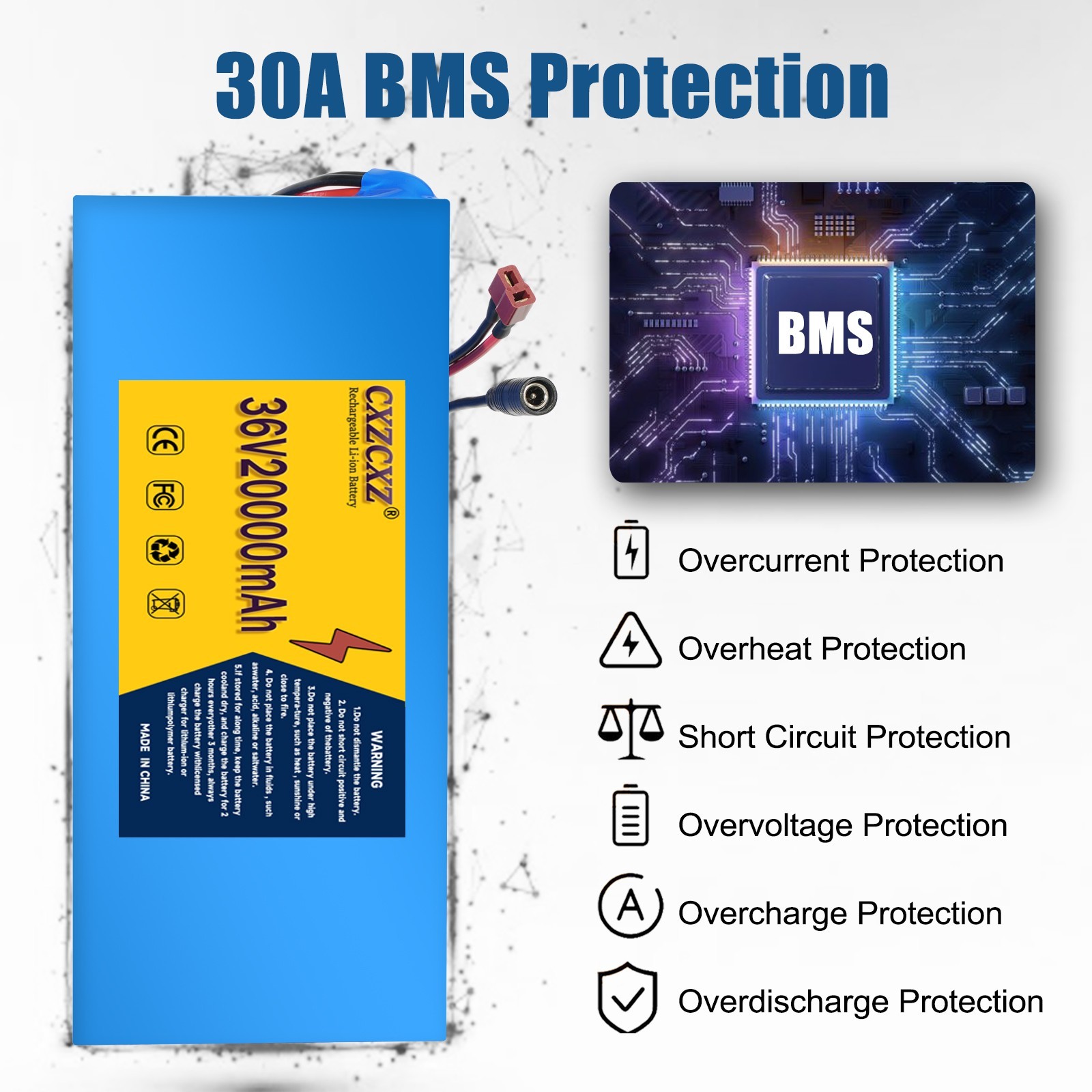 36v 20Ah Lithium Lifepo4 Ebike Battery Pack for 200W-800W Bike Motor 30A BMS