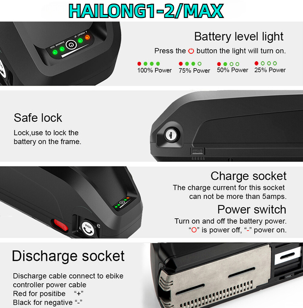Ebike Battery 52V 48V 15Ah 20Ah 30Ah 1500W Hailong Electric Bike Battery Lithium