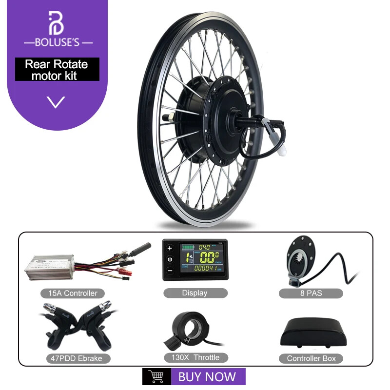 250W-500W E-bike Conversion Kit 36V 48V Rear Rotate Wheel Hub Motor Drop 135mm