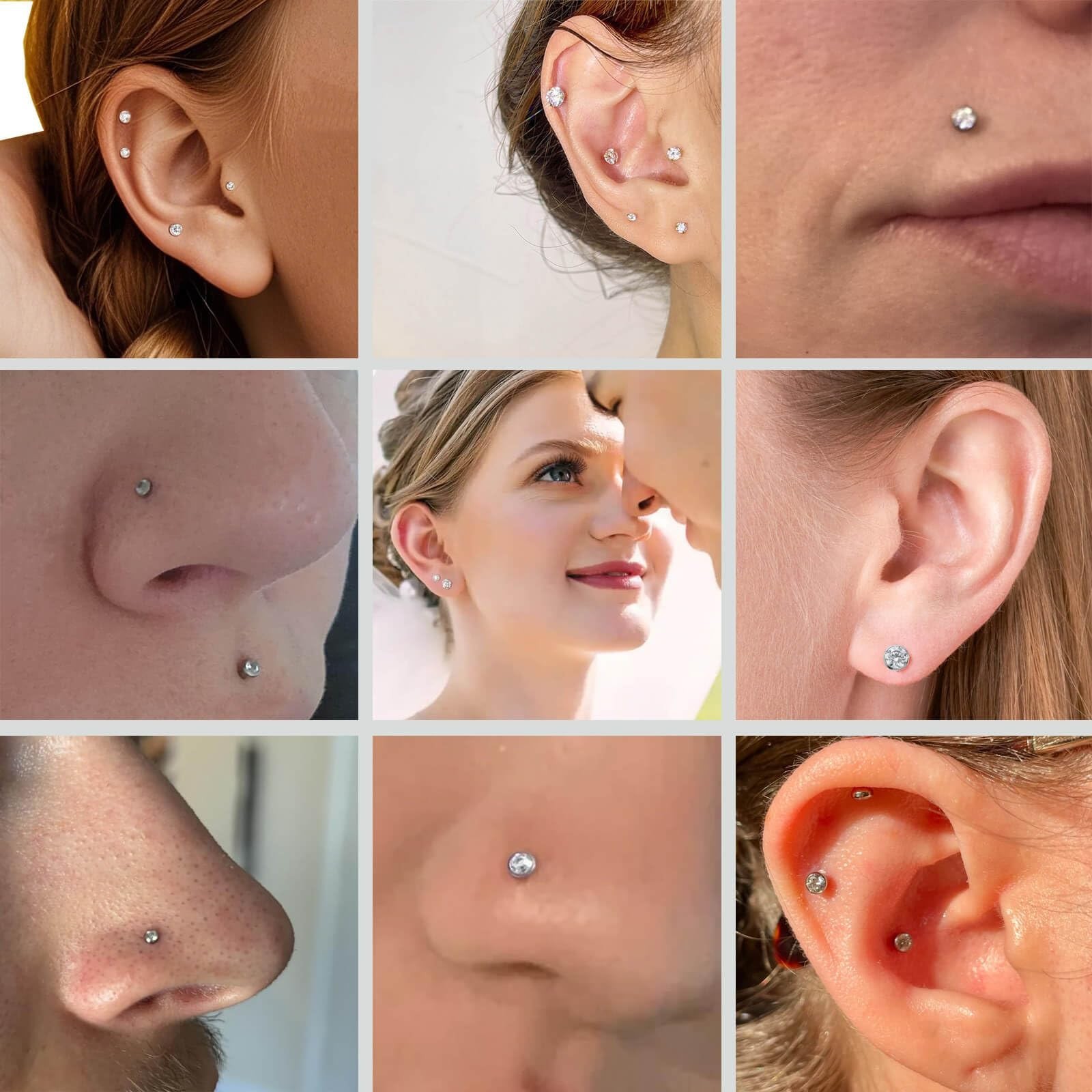 Gotumo 16G 18G 20G Flat Back Earrings Stud Titanium Threadless Nose Rings Tra…