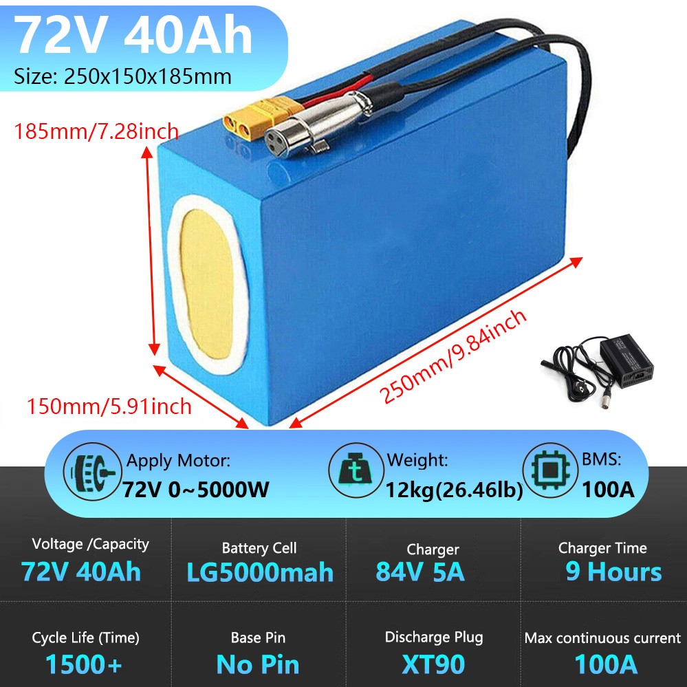 UPP ebike battery 72V 60V 52V 20Ah Lithium Electric Bicycle Battery with 60A BMS