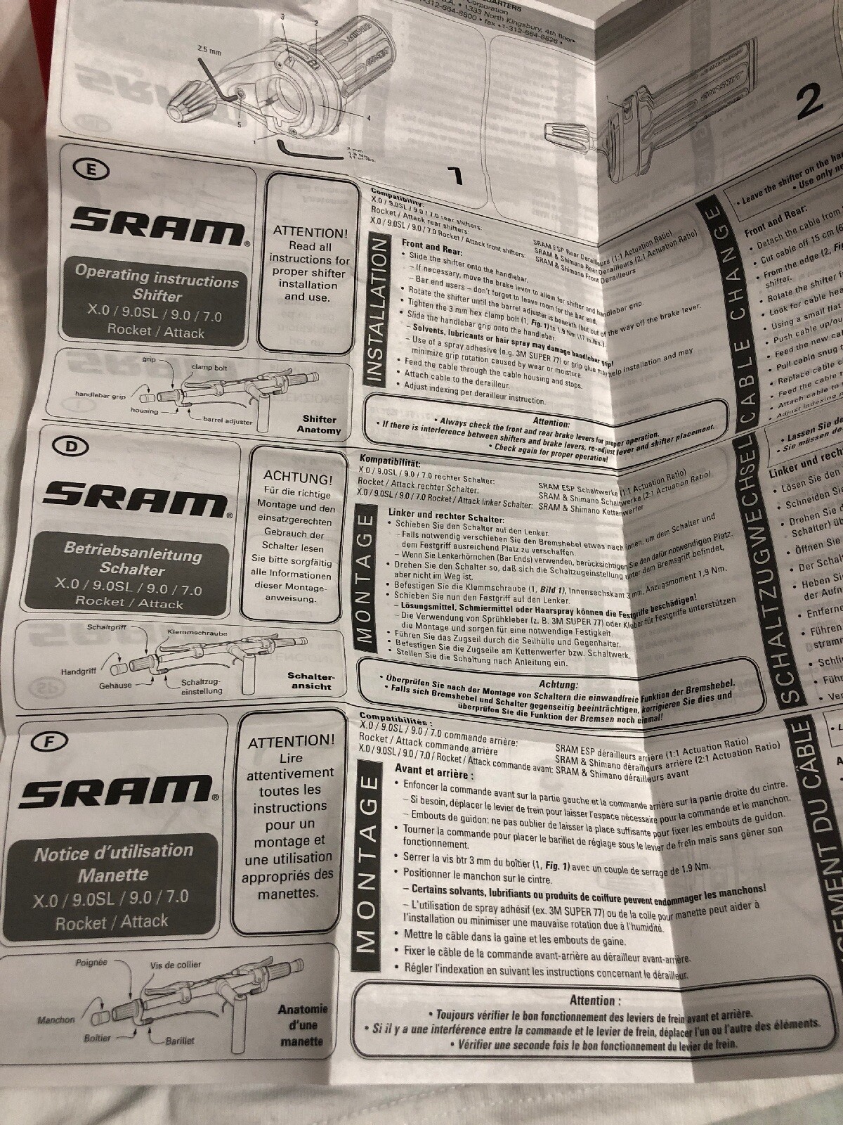 SRAM 7.0 3 Speed Shorty Front MicroTwist Shifter Left Handed Shorty Mountain
