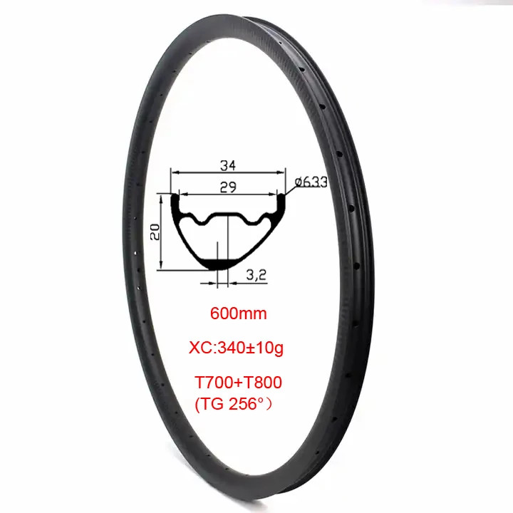 MTB Bicycle Rim Asymmetric Rims 29er 20mm Depth 34mm Width Tubeless Hookless