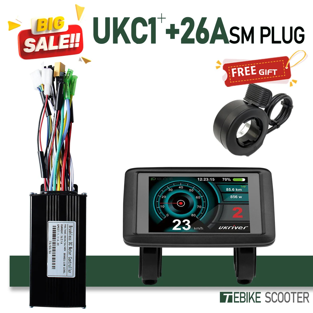 E-bike SineWave Controller 24V/36V/48V52V 17A26A30A40A Three Mode Brushless