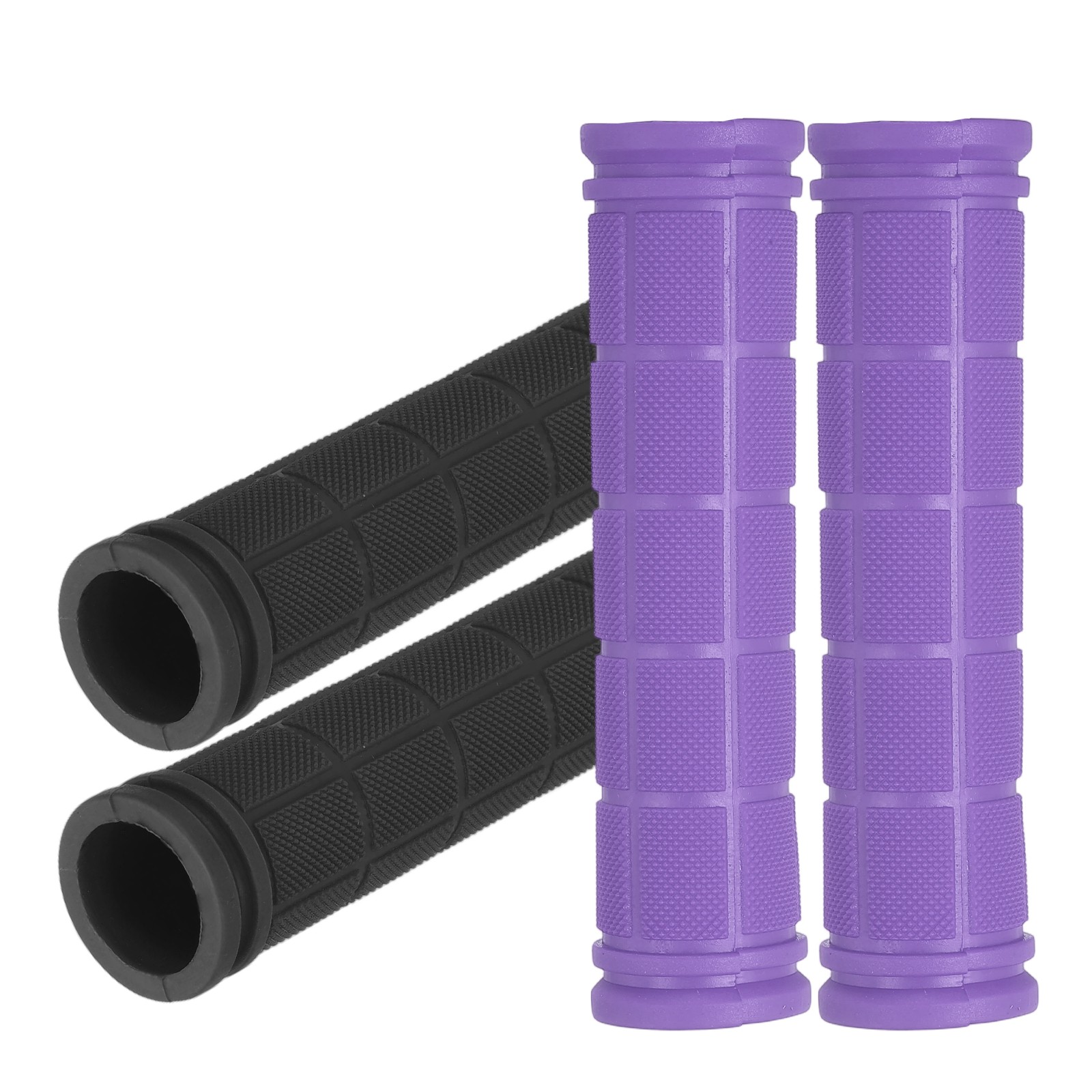 Soft Rubber Handlebar Grips, Bicycle Handlebar Grips 5.3 in 2 Pair Black/Purple