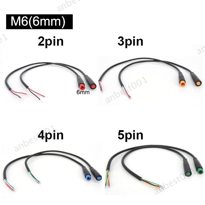 M6 6mm 2 3 4 5 Pin Waterproof Solar Panel Plug Signal Sensor 26CM Cable