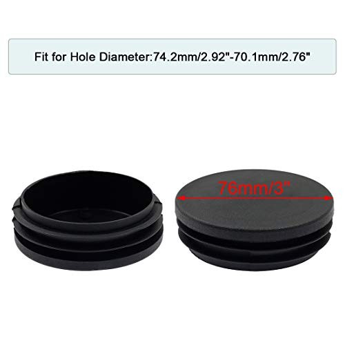 4PCS 76mm (3 Inch) Round Plastic Plug, Round Black Plastic End 76 x 76 4 Pack