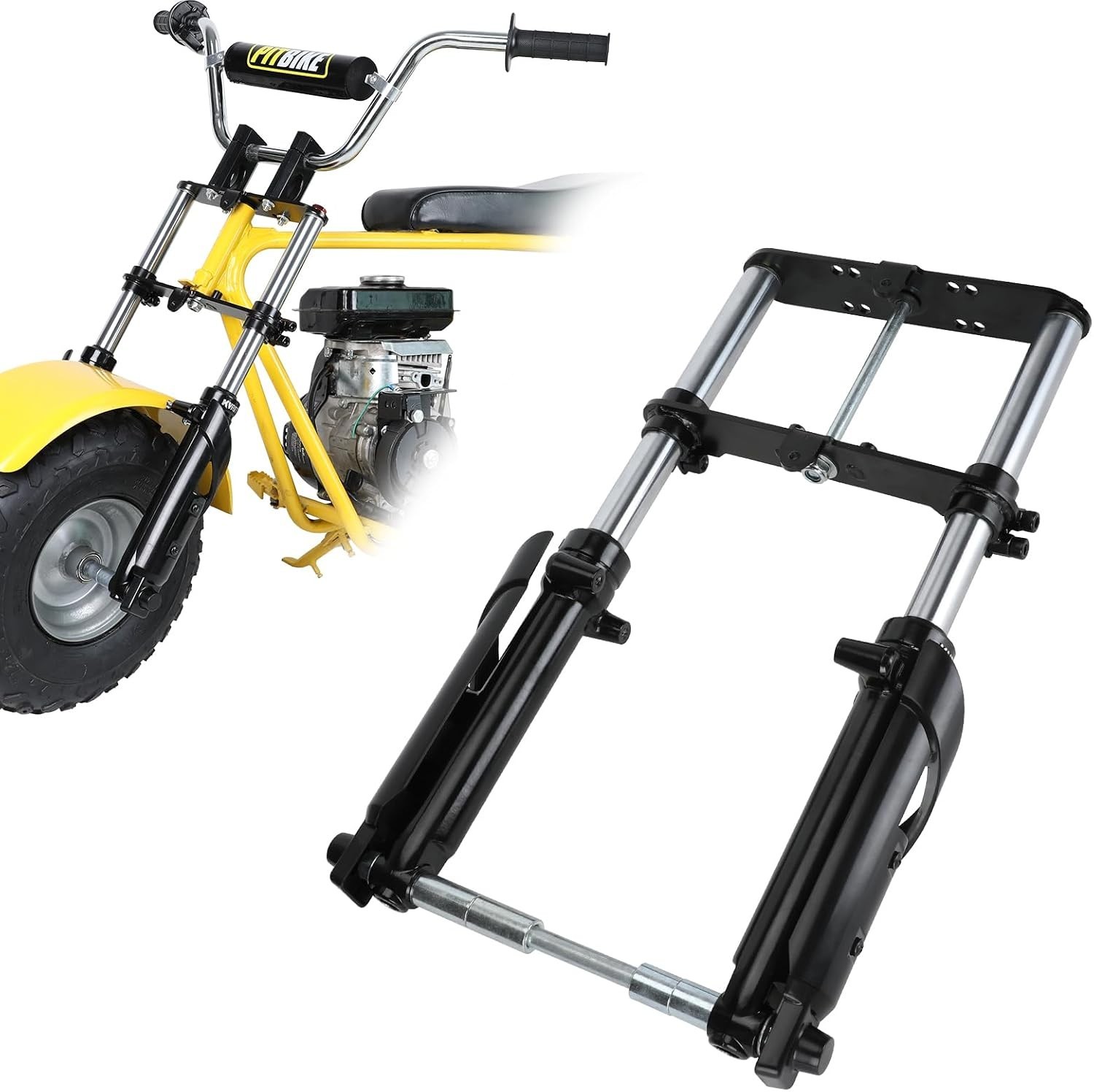 Mini Bike Front Fork Suspension Kit – Heavy Duty Steel, Black, Superior Comfort