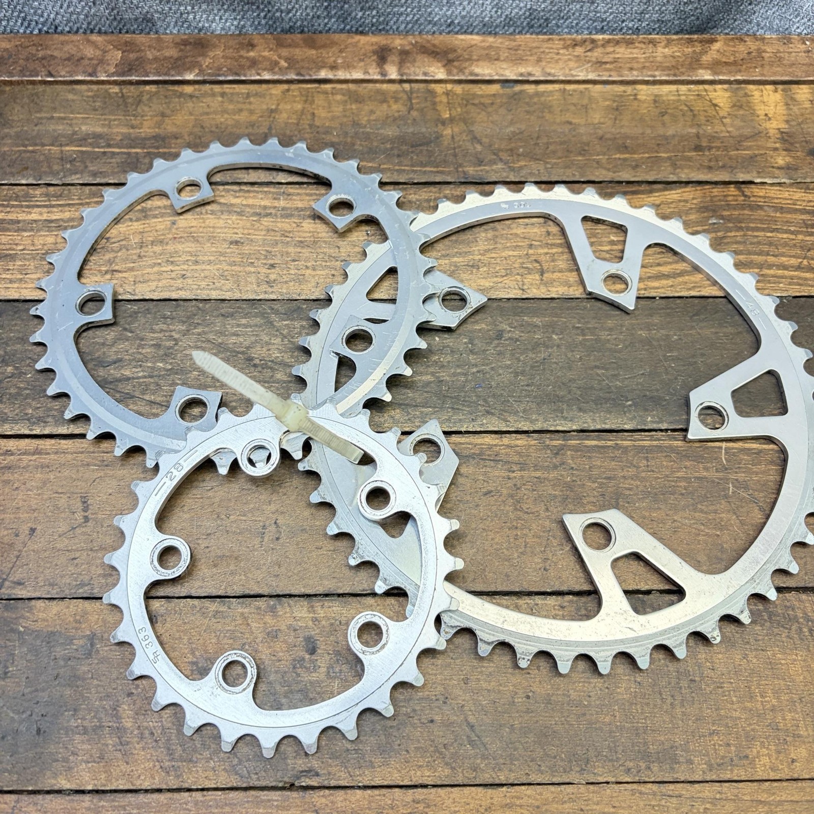 Vintage SR 48/38/28T Chainring Set 110 BCD 5-Arm Triple Turbine Road Bike