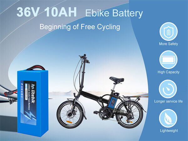 36V 10Ah Electric Bicycle Battery Ebike Lithium Battery Pack w/Charger Replace