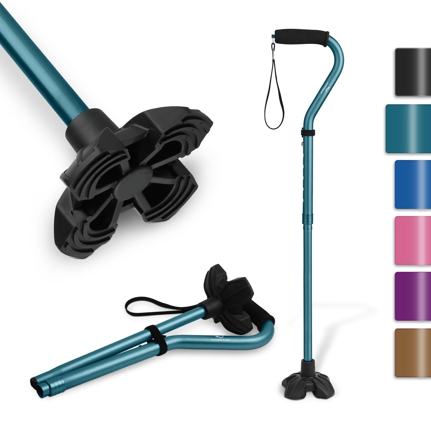KINGGEAR F1 Walking Stick, Cane for Women & 1 Count (Pack of 1), Blue