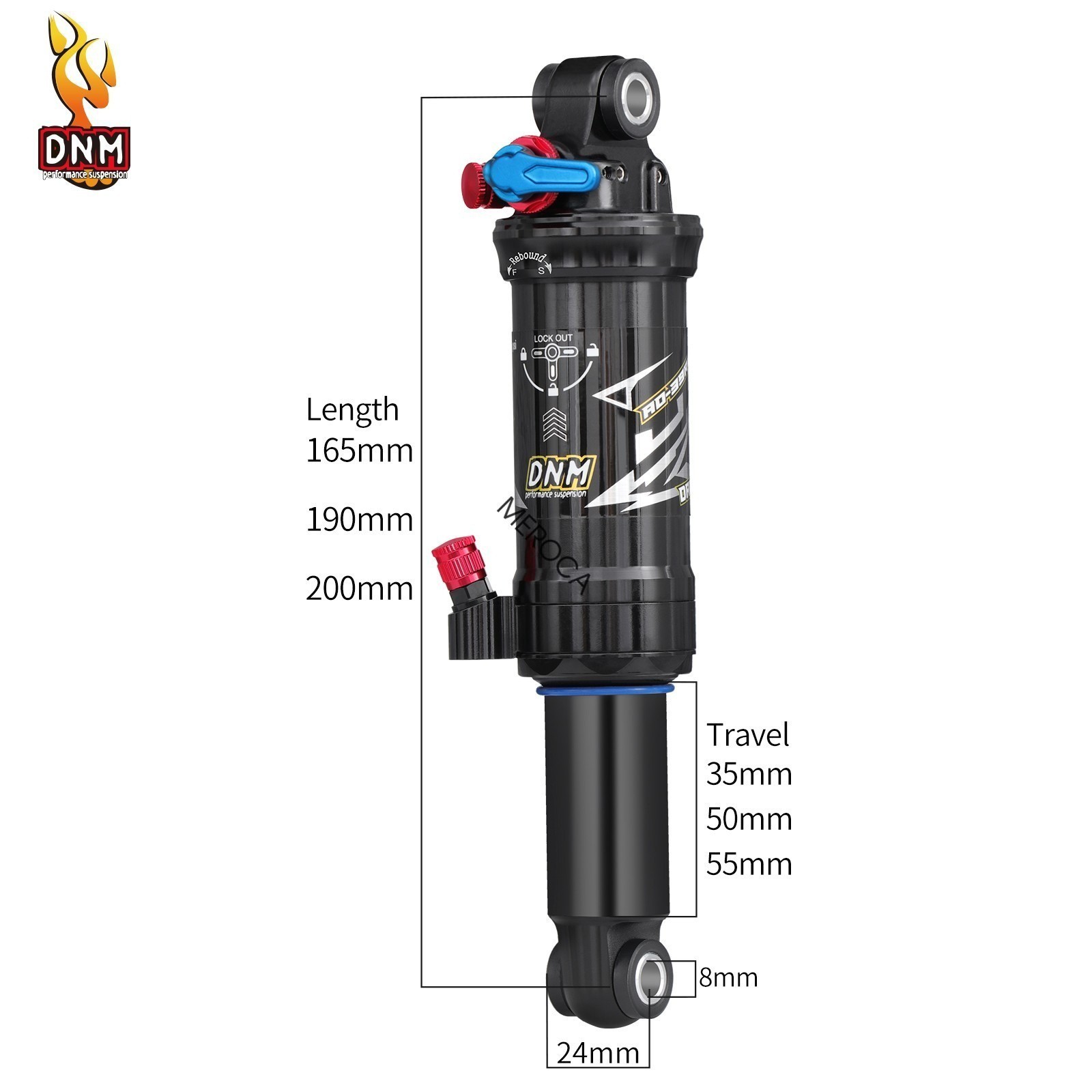 DNM AO-39RC Dual Air Shock Mountain Bike Rear Shock 3-Step Lockout 165/190/200mm
