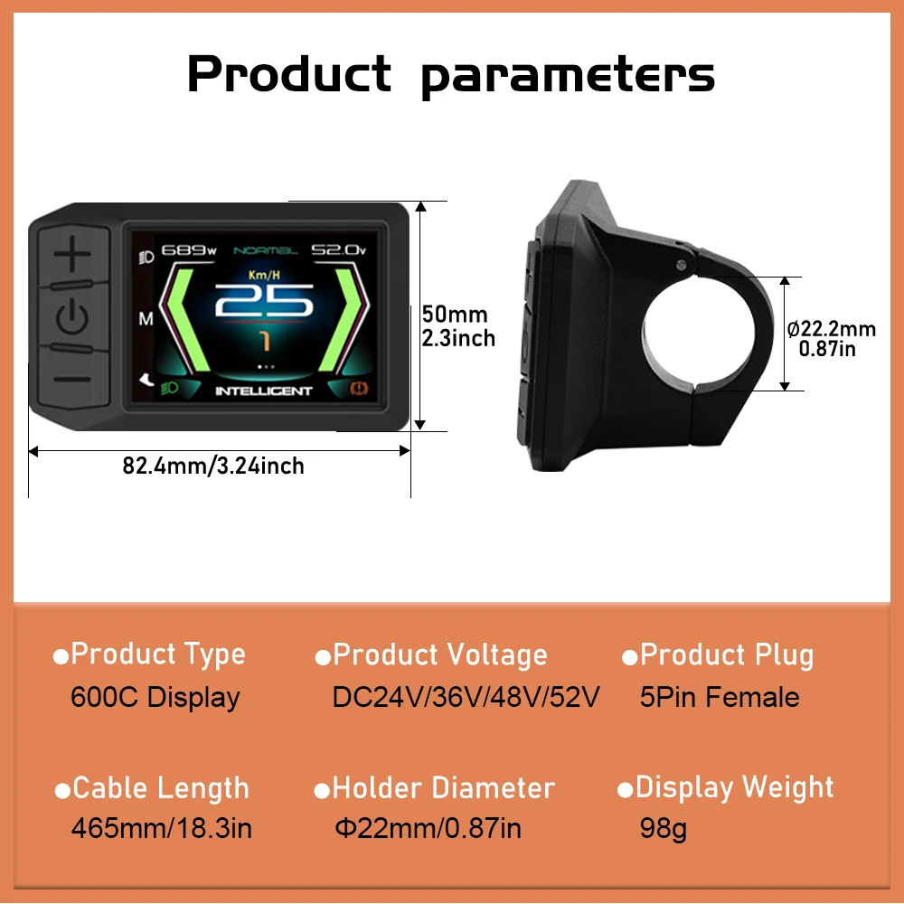 Bafang 600C LCD 5 Pin Waterproof BBS01B BBS02B BBSHD Motor Kits 6 Languages