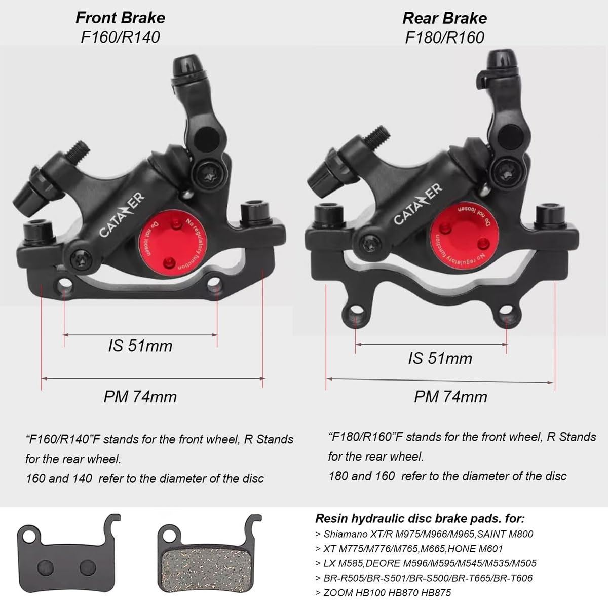Catazer HB-100 Cable Actuated Hydraulic Disc Brake Caliper 1 1 Pair Black