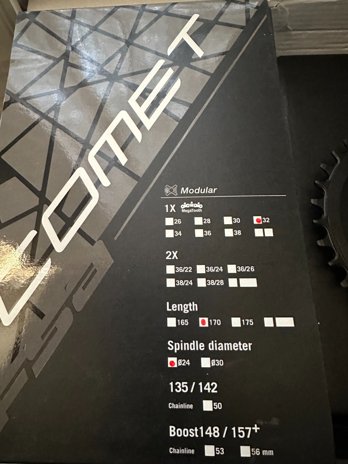 FSA Comet Crankset 1×11 170mm 32T Crank Arm Black New In Open Box Modular CKM-7