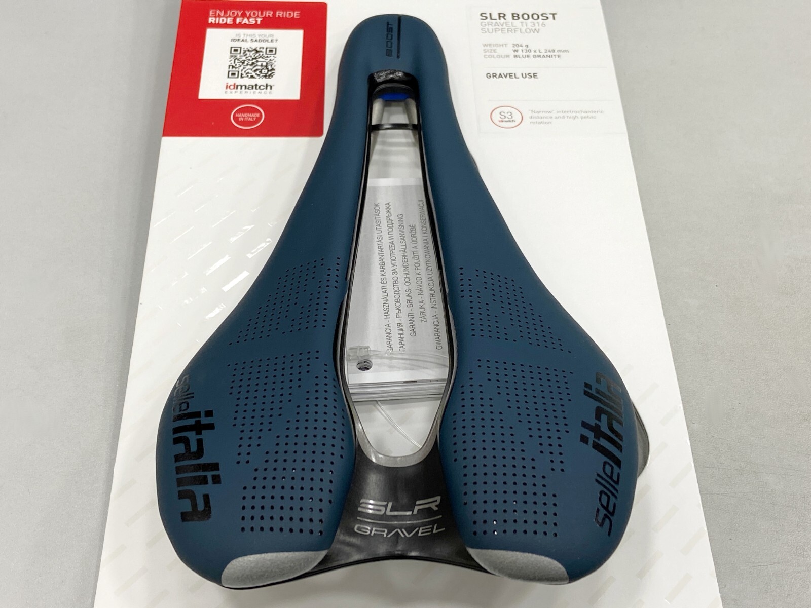 Selle Italia SLR Boost Gravel Ti316 Superflow S3 (130x248mm) Saddle (Blue)