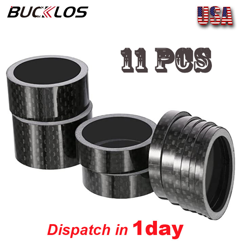 11PCS Carbon Fiber Headset Spacers Mountain Road Bike Front Fork Washers 1-1/8″