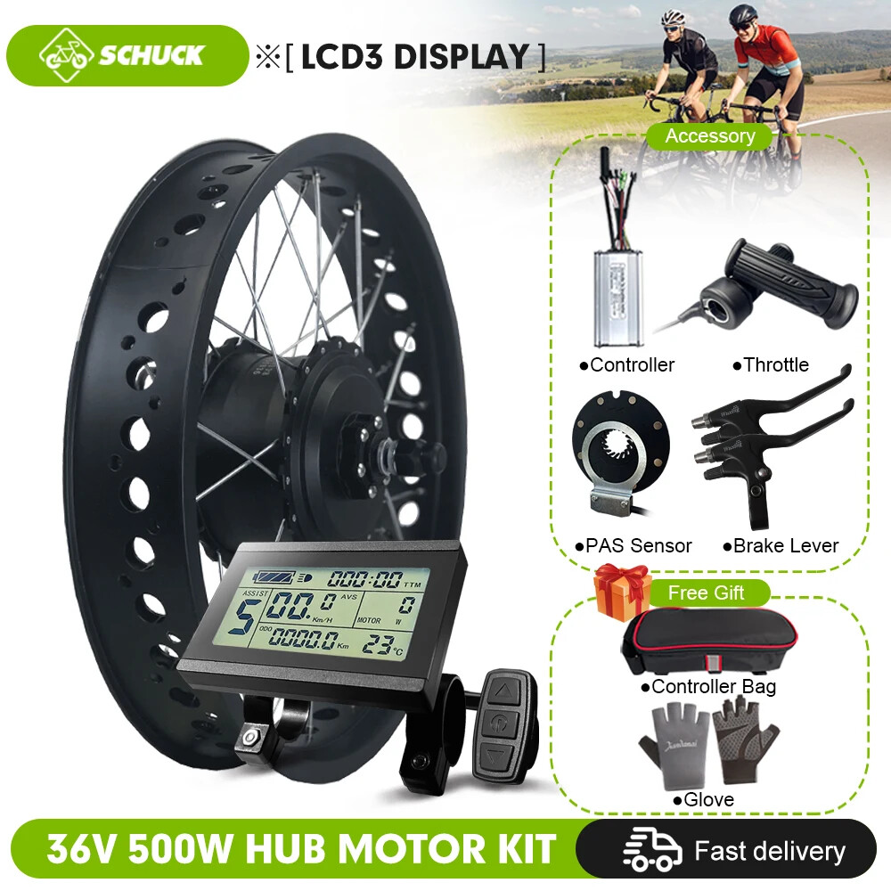 20 26 Inch 36V 48V 500W Rear Cassette Hub Motor Snow E-bike Conversion Kit