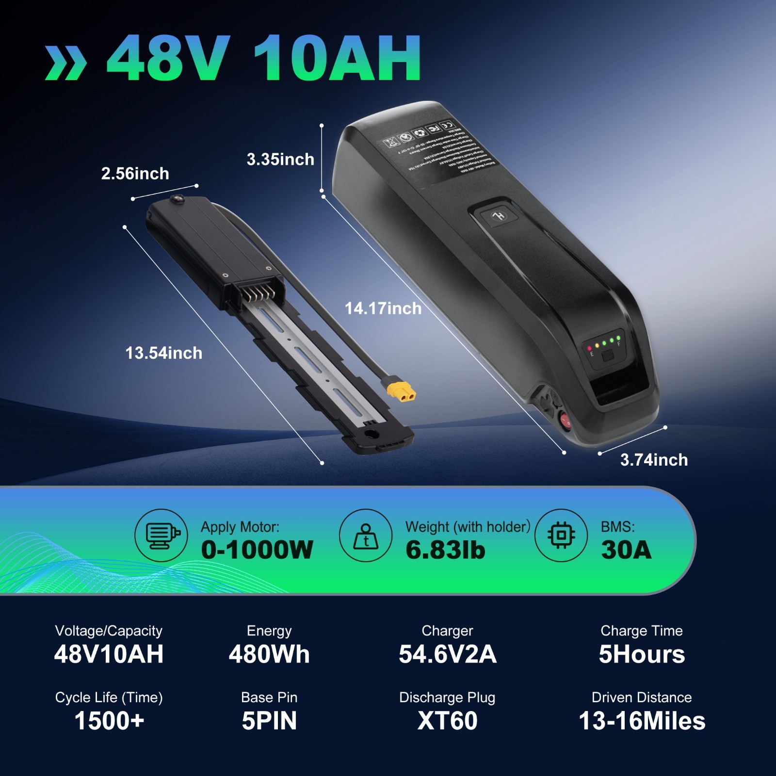 52V 48V 36V 10Ah 15Ah 20Ah Electric Bicycle Ebike Lithium Battery Rechargeable